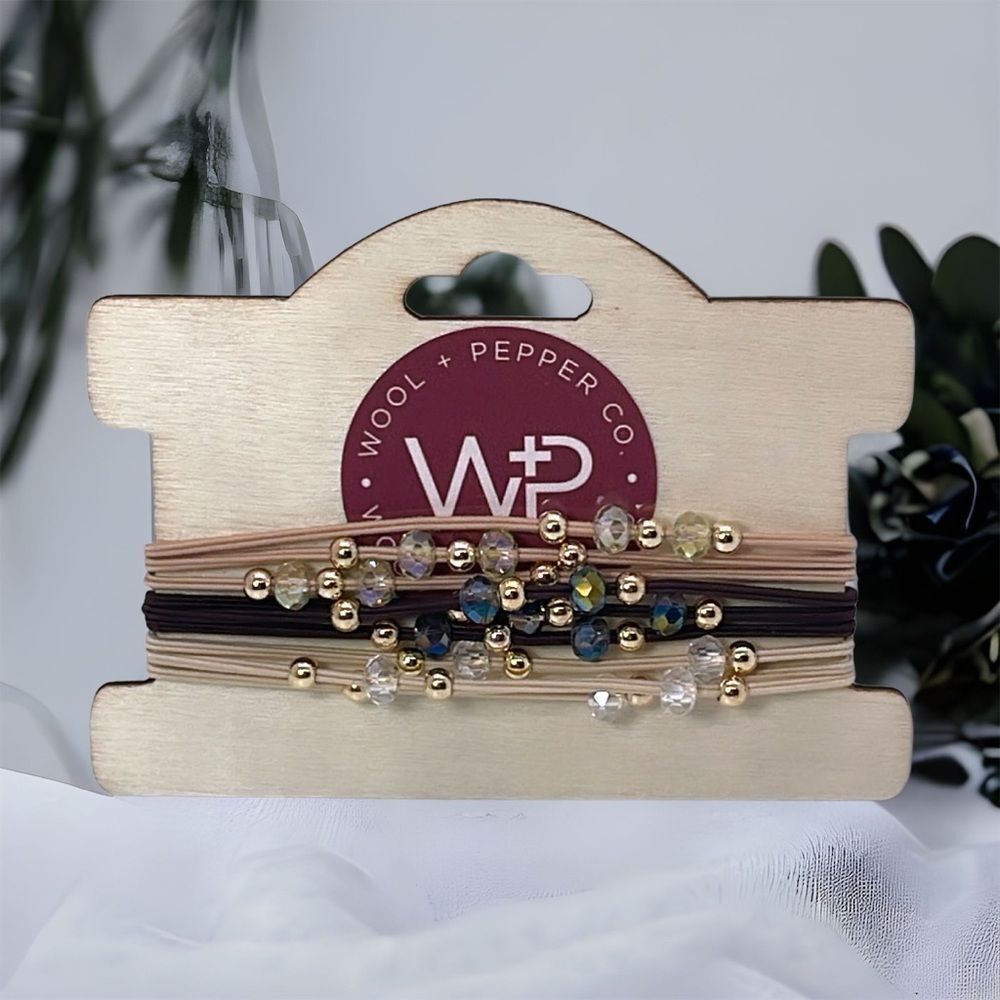 NWT Wool + Pepper Co. Boho Beaded Hair Tie Bracelets (3 bracelet set)